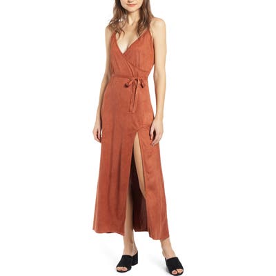 Lira Clothing Night Bloom Faux Suede Maxi Dress, Red