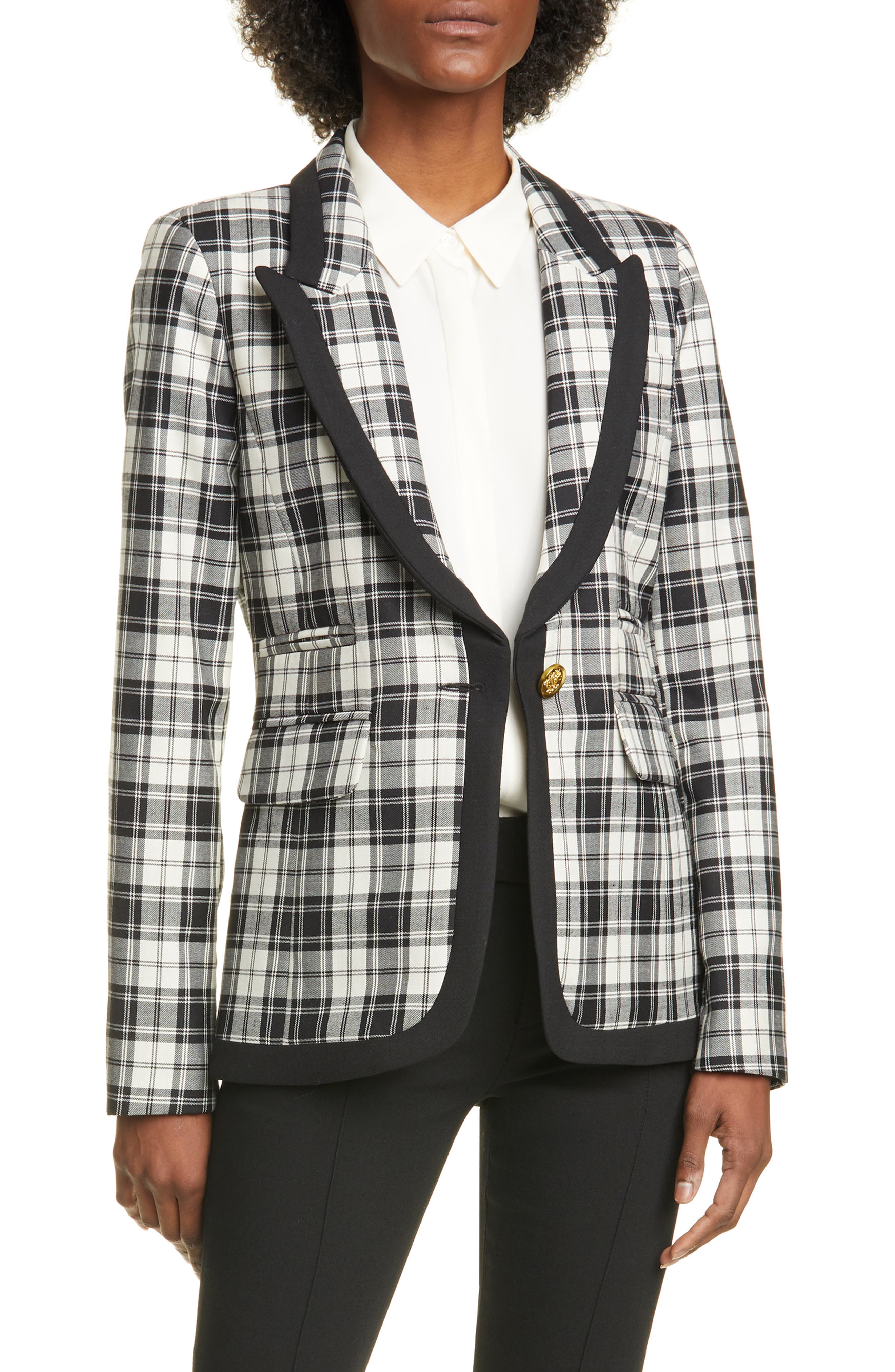 plaid wool blazer