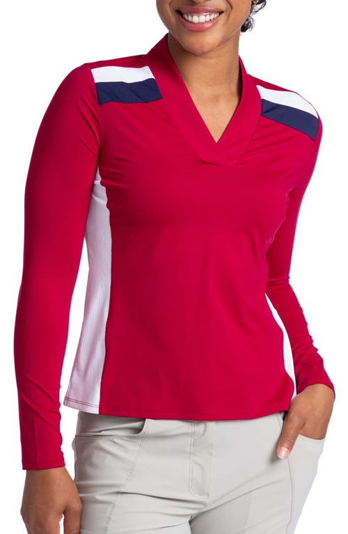 Kinona The A-team Long Sleeve Golf Top In Bordeaux Red