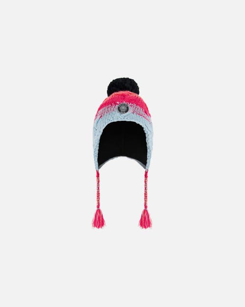 Shop Deux Par Deux Baby Girl's Peruvian Knit Hat Gradient Blue, Coral And Fuschia In Stripes