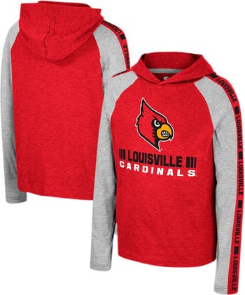 Youth Colosseum Red Louisville Cardinals Ned Raglan Long Sleeve Hooded T- Shirt