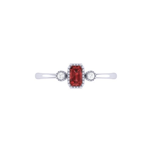 Luvmyjewelry Emerald Cut Garnet & Diamond Birthstone Ring In 14k Gold In White Gold