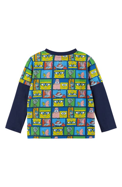 Shop Andy & Evan Kids' Spongebob Squarepants™ Sublimation Layered Graphic T-shirt In Navy