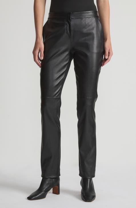 Black stretch leather pants best sale