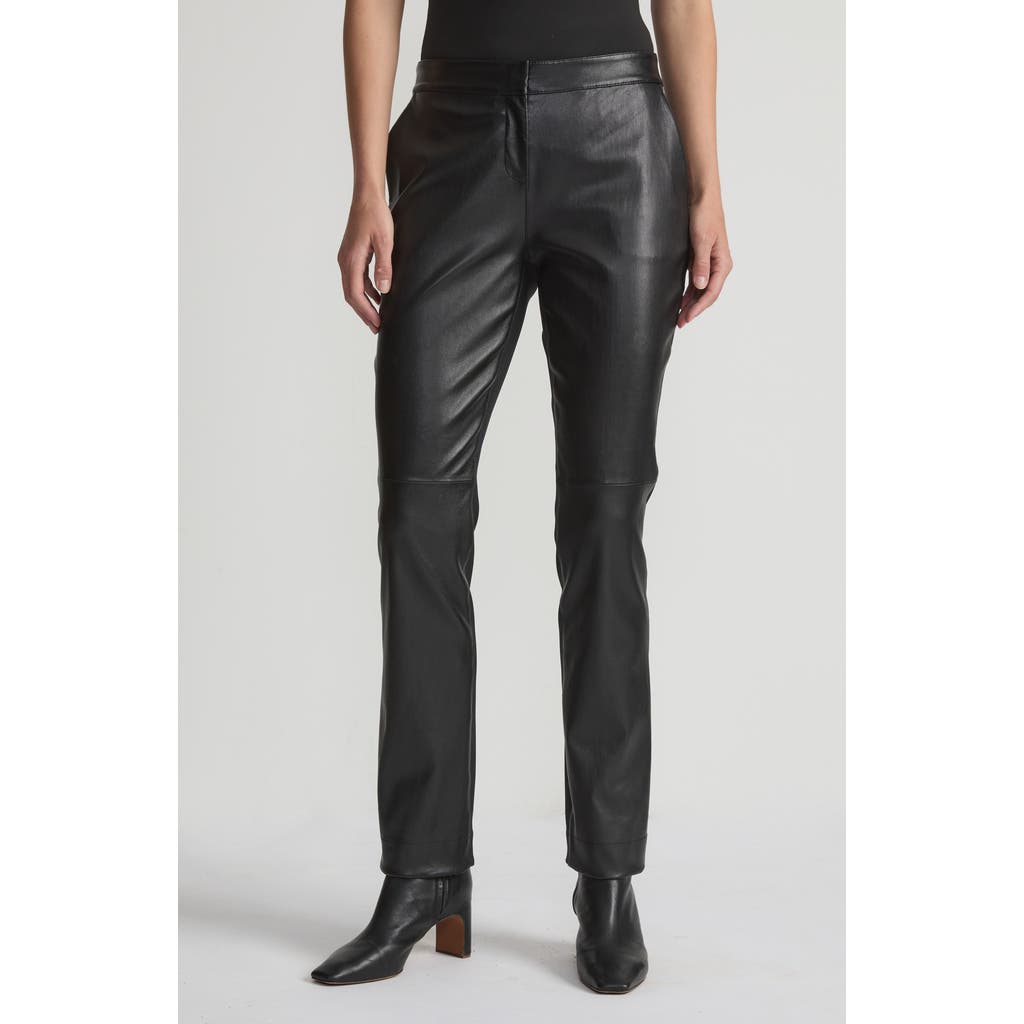 Lafayette 148 Leather And Acclaimed Stretch Cigarette Pants In Black