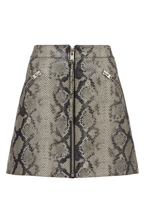 Shop Allsaints Piper Snake Print Leather Miniskirt In Black/natural