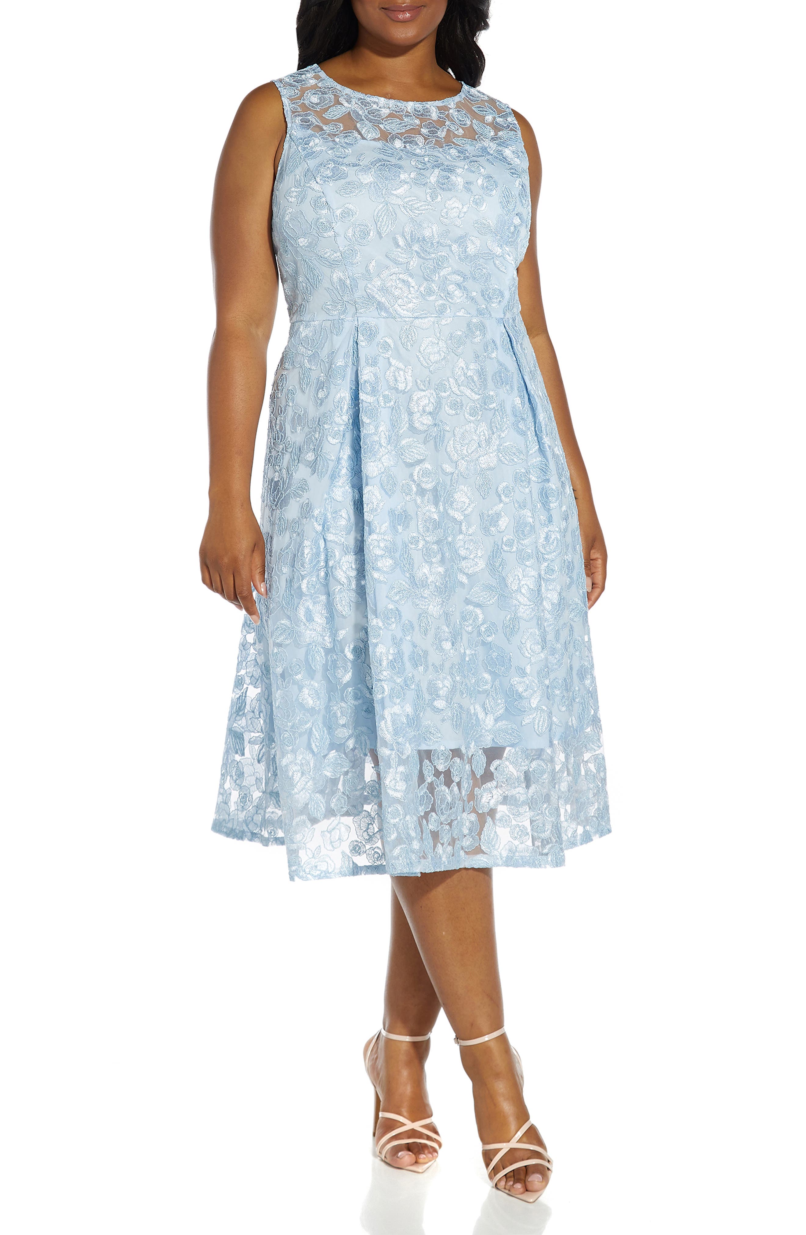 light blue plus size cocktail dress