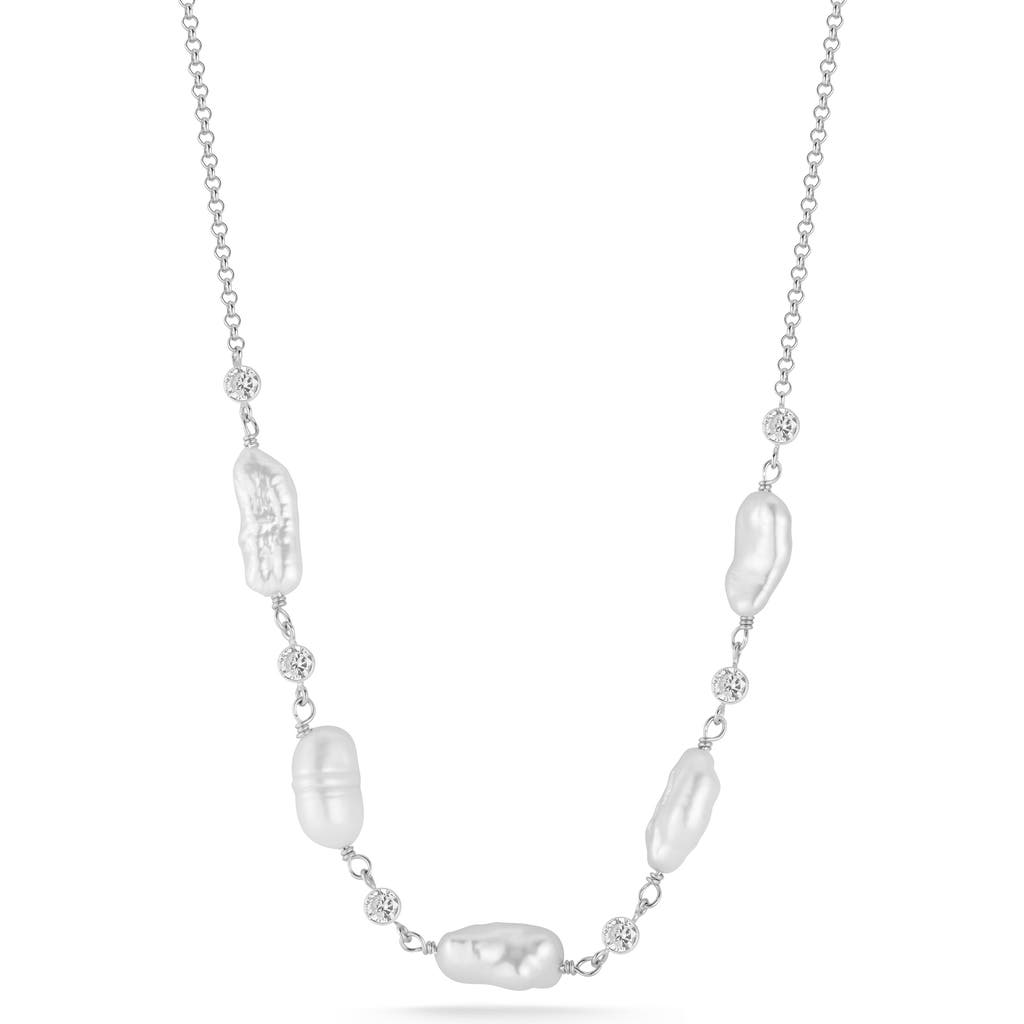 Shop Chloe & Madison Chloe And Madison Cultured Pearl Station Necklace In Silver