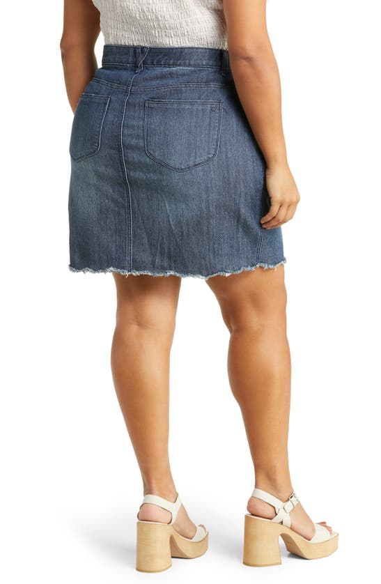 Wit & Wisdom 'ab'solution Scalloped Hem A-line Denim Skirt In Mid Blue