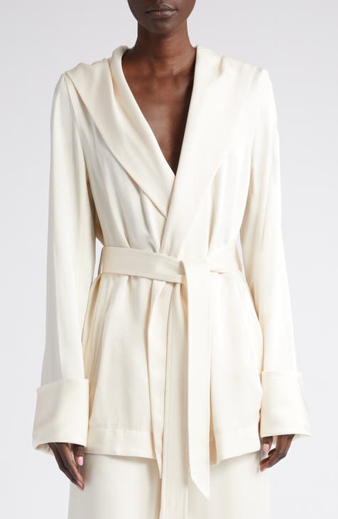 Teddy crêpe satin blouson jacket in beige - Saint Laurent