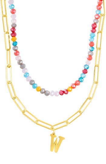 Adornia Initial Layered Necklace In Multi-w