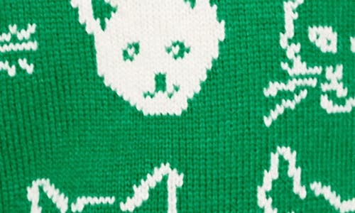 Shop Boden Cats Jacquard Crewneck Sweater In Rich Emerald Green Cats