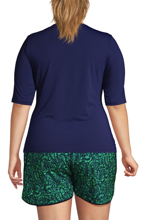 Shop Lands' End Plus Size Crew Neck Rash Guard Upf 50 Swim Tee In Deep Sea Navy