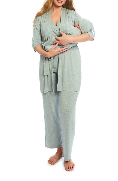 Analise During & After 5-Piece Maternity/Nursing Sleep Set in Heather Grey Solid