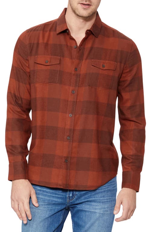 PAIGE Everett Plaid Flannel Button-Up Shirt in Cherry Clay at Nordstrom, Size Xx-Large