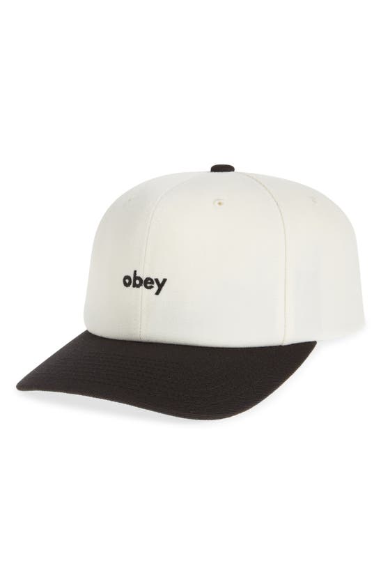 Shop Obey Colorblock Logo Twill Baseball Cap In White Multi