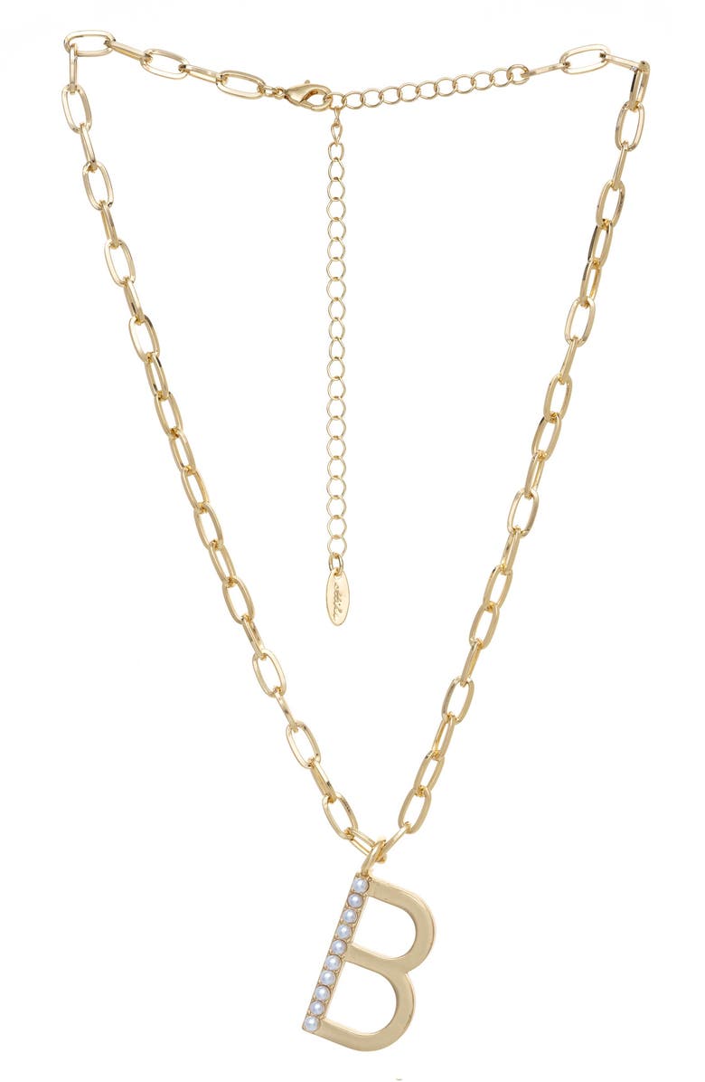 Ettika Imitation Pearl Initial Pendant Necklace | Nordstromrack