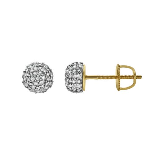 Luvmyjewelry Orbius 10k Yellow Gold Diamond Stud Earrings In 10k Yellow Gold