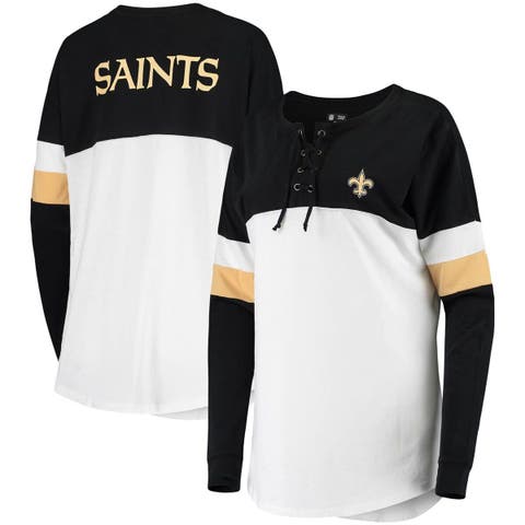 Women's New Era Gold/Black New Orleans Saints Legacy Lace-Up Raglan T-Shirt