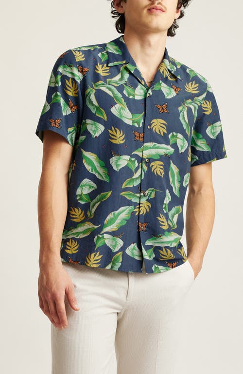 Resort Riviera Tropical Print Cotton & Viscose Camp Shirt in Tropical Garden C6