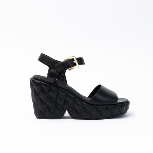 Shop Cecelia New York Betty Quiletd Platform Wedge Sandal In Black