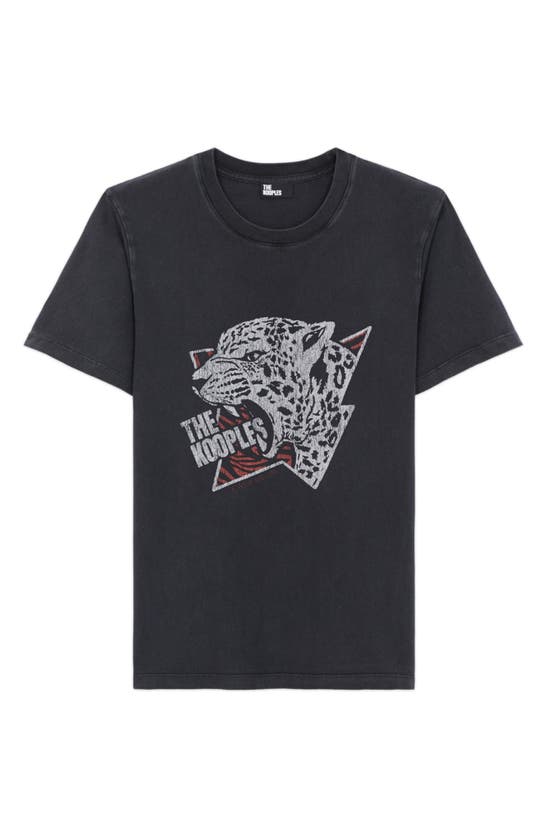 Shop The Kooples Cheetah Jersey Graphic T-shirt In Black Washed