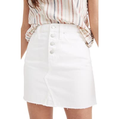 Madewell Button Front Denim A-Line Miniskirt, White