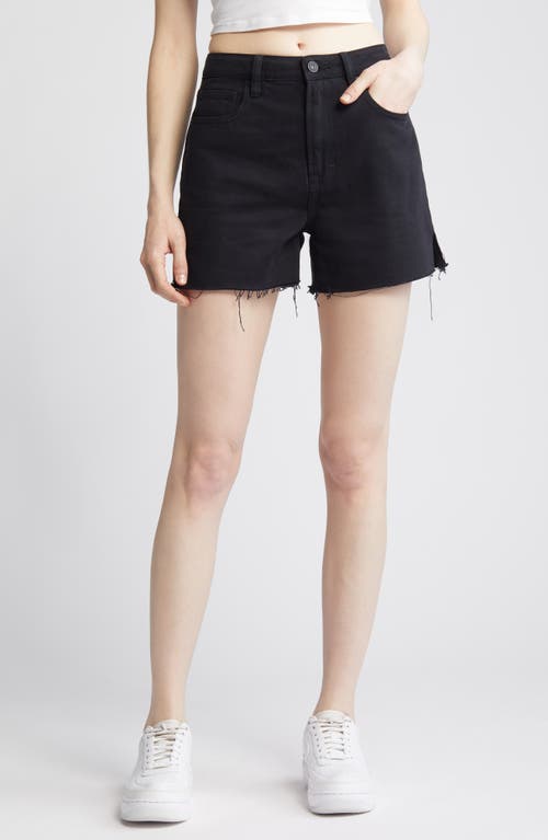 Cutoff Denim Mom Shorts in Black