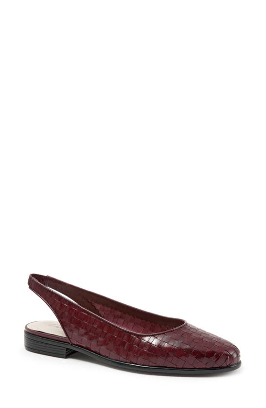 Trotters Lucy Slingback Flat In Black Cherry Leather