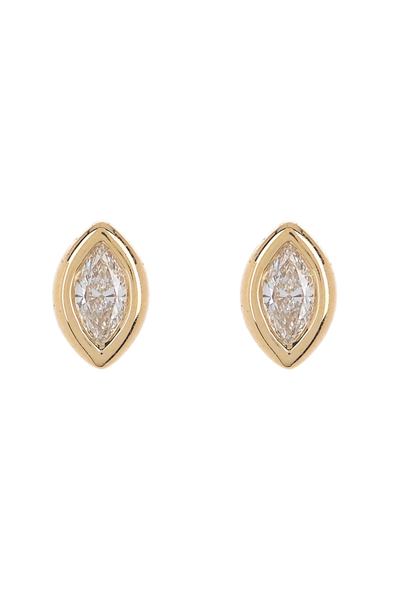 Bony Levy | 18K Yellow Gold Diamond Marquis Bezel Stud Earrings - 0.17 ...