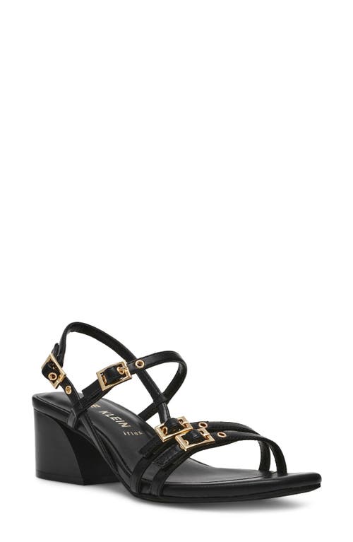 Anne Klein Women's Mackenzie Strappy Buckle Block Heel Dress Sandals In Black Smooth