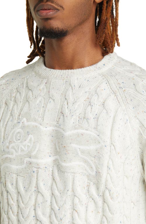 Shop Icecream Sprinkles Cable Crewneck Sweater In Whisper White