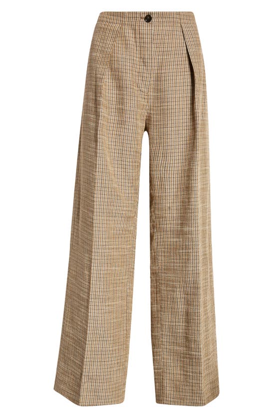 Shop Acne Studios Pernille Check Linen Blend Trousers In Multi Brown