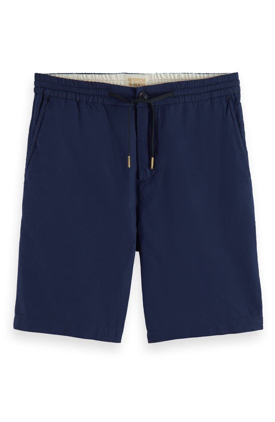 Shop Scotch & Soda Fave Cotton & Linen Twill Bermuda Shorts In Navy