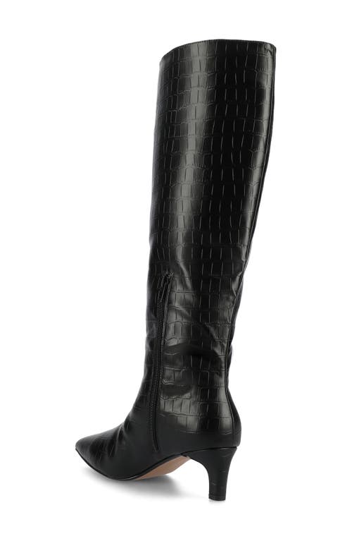 Journee Collection Tullip Kitten Heel Boot In Croco/black