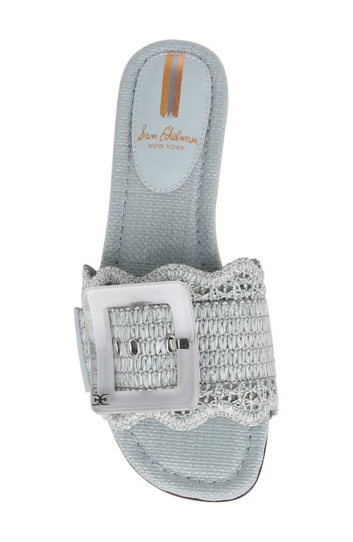 Shop Sam Edelman Bambi Raffia Buckle Slide Sandal In Robin Egg Blue Multi
