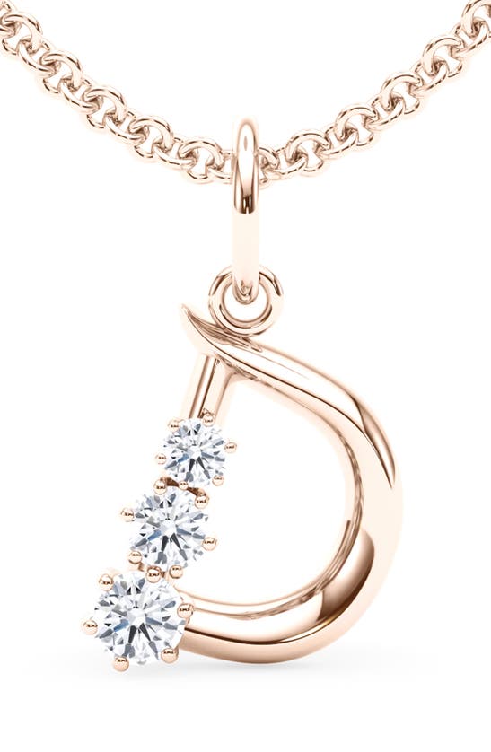Hautecarat Graduated Lab-created Diamond Initial Letter Pendant Necklace In D - 18k Rose Gold