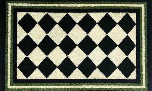 R16 Home Harlequin Checkered Doormat In Fern/white/black