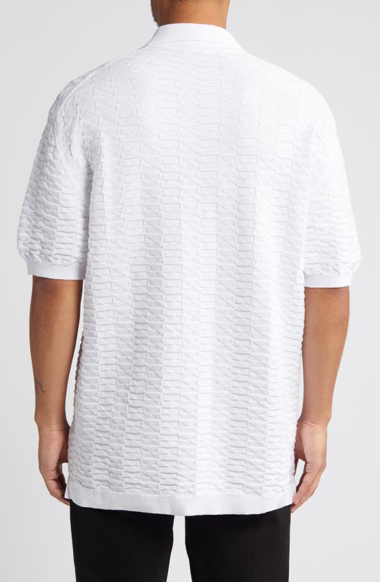 Hugo Boss Hugo Spato Cotton Jacquard Sweater Polo In White