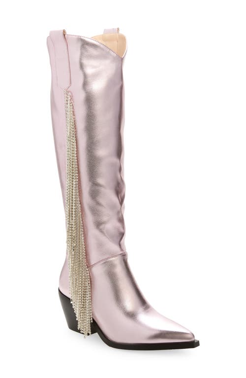 Shop Azalea Wang Joydistrict Rhinestone Fringe Pointed Toe Boot In Pink