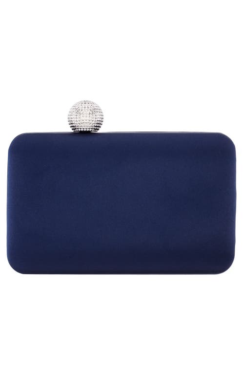 Nina Satin Minaudiere With Crystal Clasp In New Navy