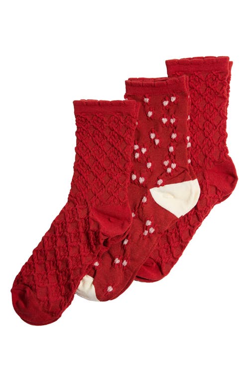 Stems Eden Assorted 3-Pack Crew Socks Gift Box in Red 