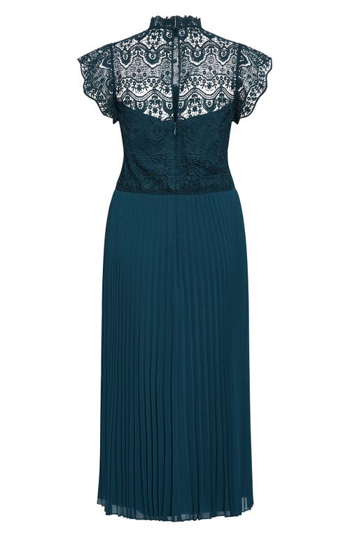 Shop City Chic Livia Lace Yoke Sleeveless Fit & Flare Dress In Peacock