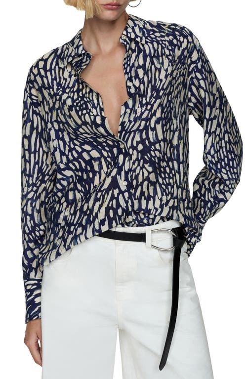 MANGO MANGO ABSTRACT PRINT BUTTON-UP SHIRT 