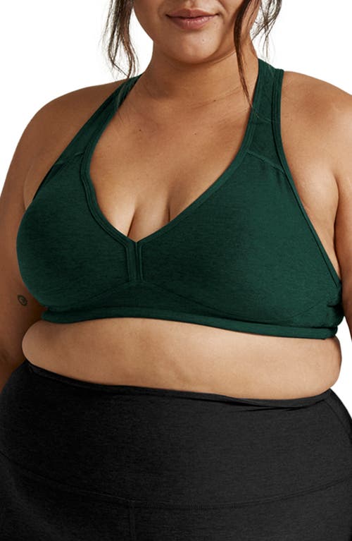 Beyond Yoga Lift Your Spirits Sports Bra in Dark Spruce Green Heather 