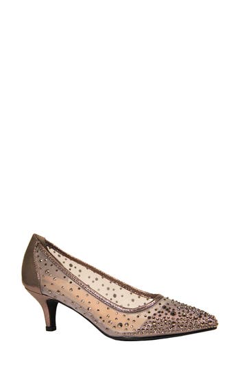 Lady Couture Rhinestone Kitten Heel Pump In Pewter