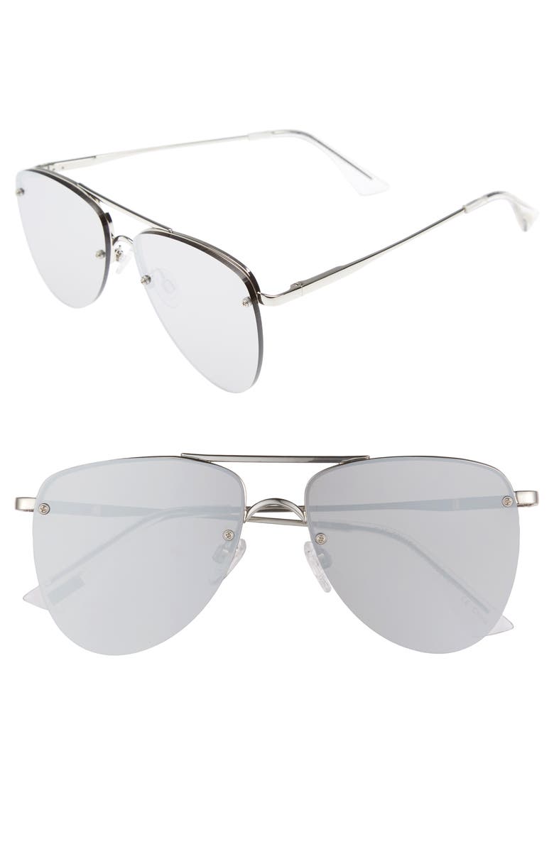 LE SPECS The Prince 57mm Aviator Sunglasses, Main, color, SILVER