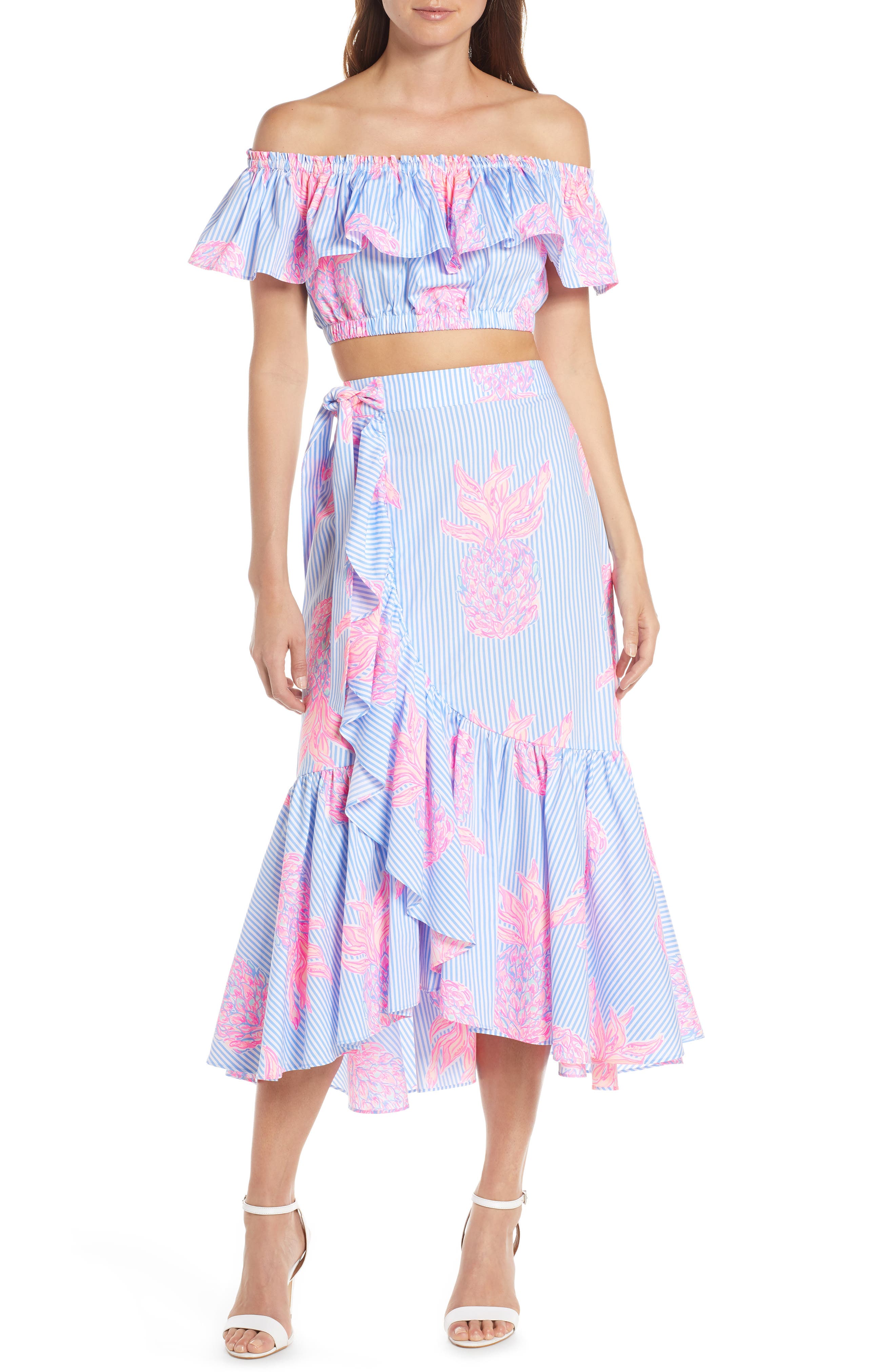 Lilly Pulitzer Larissa Off The Shoulder Two-Piece Cotton Dress, Blue