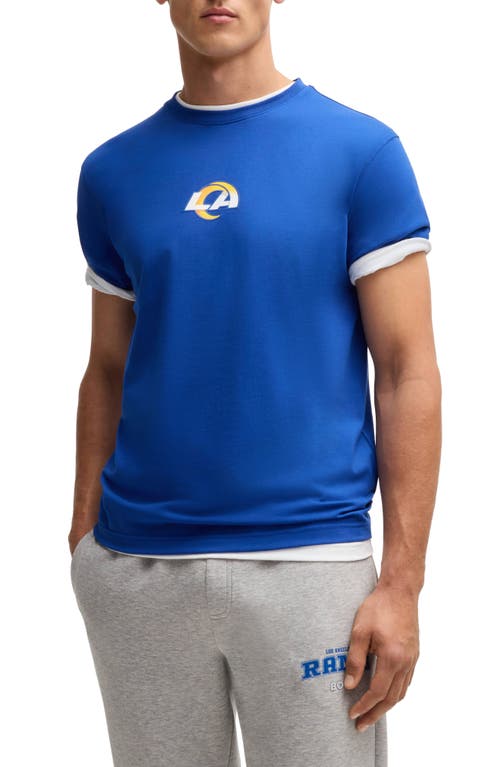 Shop Hugo Boss Boss X Nfl Stretch Cotton Graphic T-shirt In Los Angeles Rams - Blue