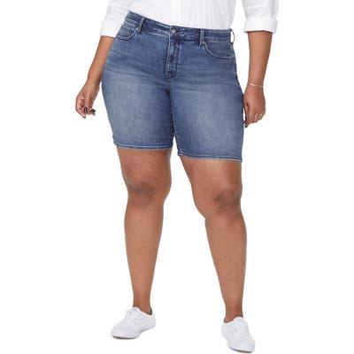 Plus Size Nydj Ella Side Slit Denim Shorts, Blue